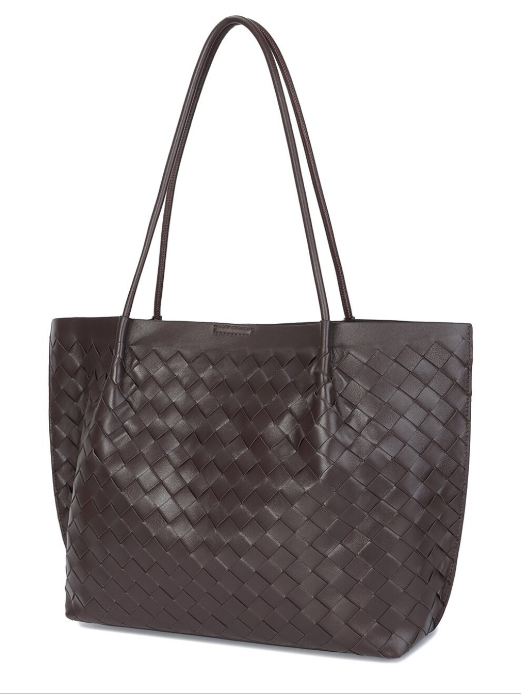 Tiffany & Fred Paris Hand-Woven Large Leather Tote Dark Brown Nwt — image 2 of 3